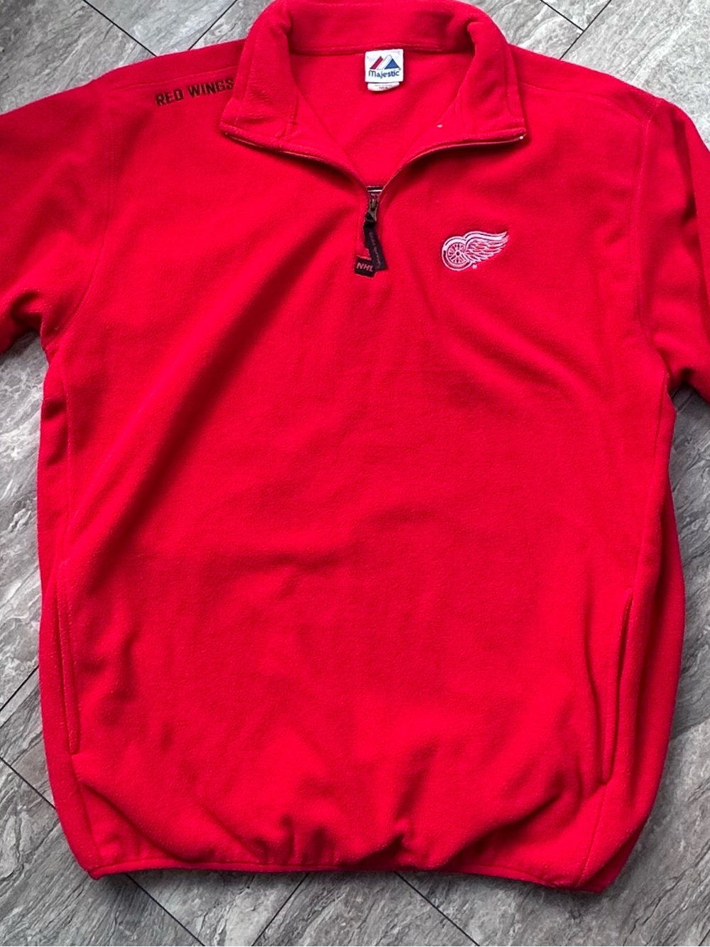 Detroit Red Wings NHL Fleece Quarter Zip Pullover Jacket Red Size XL